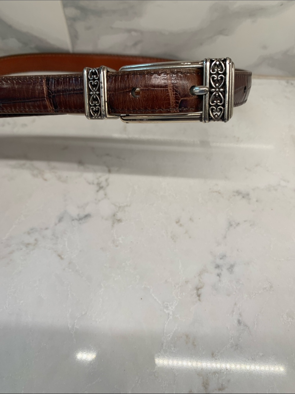 Brighton Reversible Brown Leather Belt with Ornate Silver Buckle Size M 30 - Picture 5 of 6
